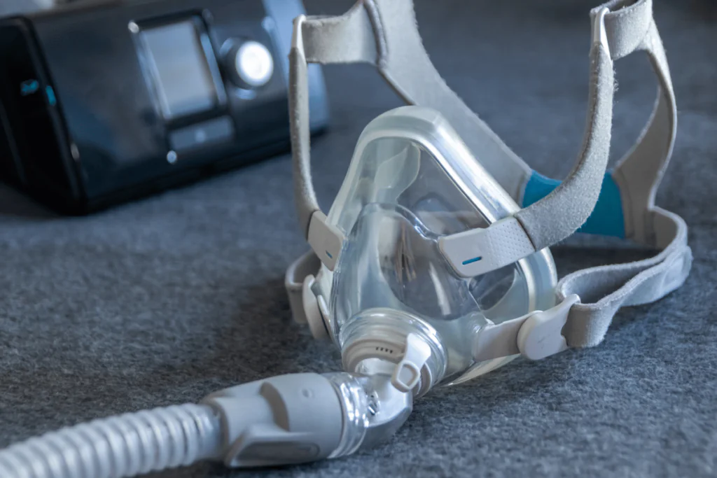 A close up of a CPAP machine mask